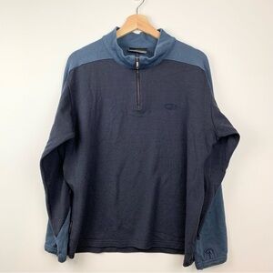 Icebreaker 1/4 Zip Sweater Mens Sz XL Blue Sport 320 Merino Wool Pullover